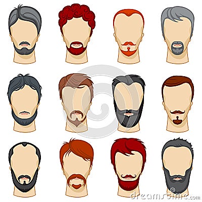 Man cartoon hairstyles vector collection Vector Illustration