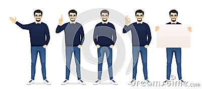 Man in casual clothes set Vector Illustration