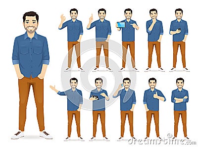 Man in casual outfit set Vector Illustration