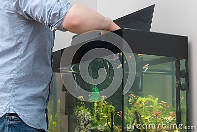 Man catching fishes Stock Photo