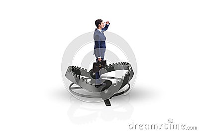 The man caught in mouse trap in risk business concept Stock Photo