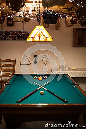 Man Cave Pool Table Editorial Stock Photo