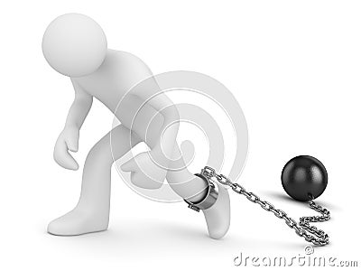 Man with chain ball Stock Photo