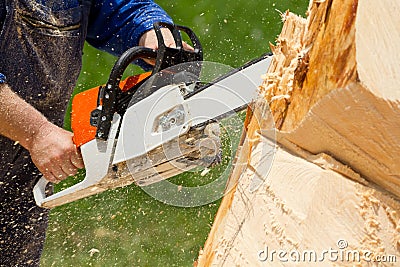 Man with chainsaw Stock Photo