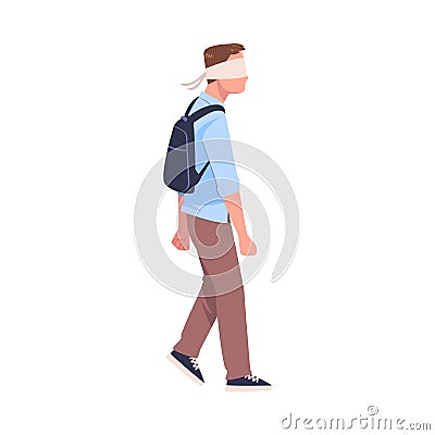 Man Character Wearing Blindfold Following Someone Trusting and Having Faith in Something Vector Illustration Vector Illustration