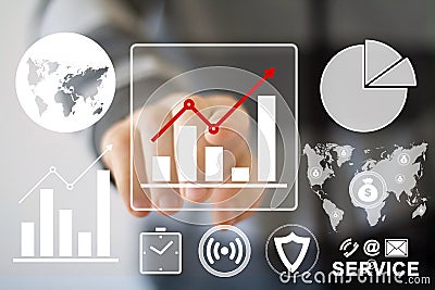 Man with chart web business diagrams icon Stock Photo