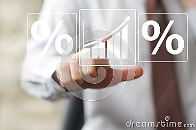 Man with chart web icon business diagram sign percent Stock Photo