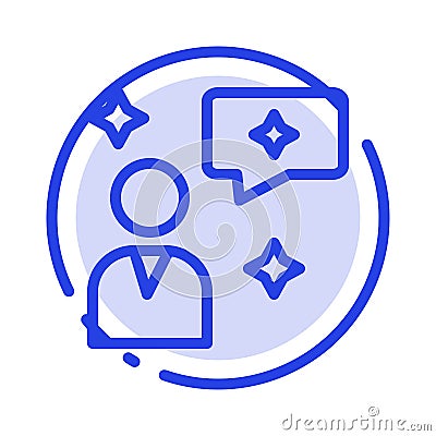 Man Chat, Chatting, Interface Blue Dotted Line Line Icon Vector Illustration