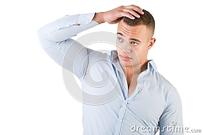 Man Checking Hair Stock Photo