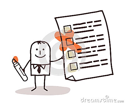 Man & checking list Vector Illustration