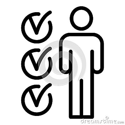 Man checklist data icon, outline style Vector Illustration