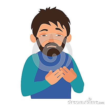 Man chest pain icon, cartoon style Vector Illustration