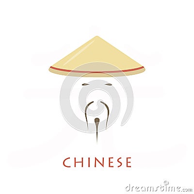 Man in chinese conical hat icon on a white background. Vector Illustration