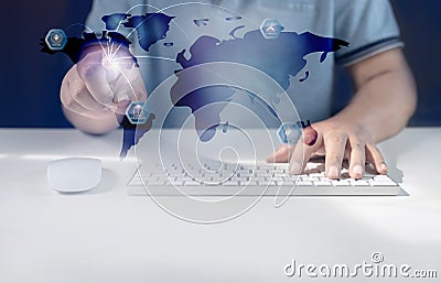 Man choosing global connections and services Stock Photo