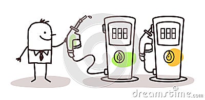 Man choosing green fuel Vector Illustration