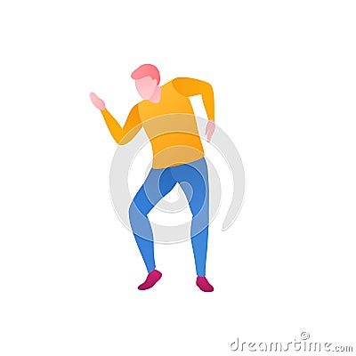 A man in a choreography class, a flat vector illustration. Vector Illustration