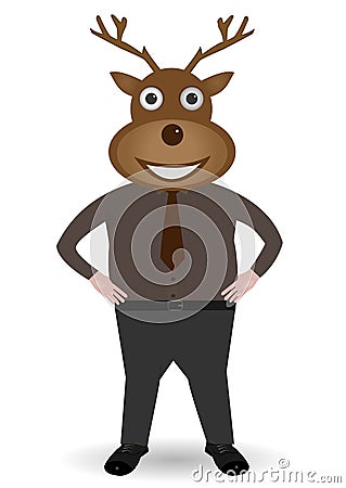 Man in Christmas deer mask Vector Illustration