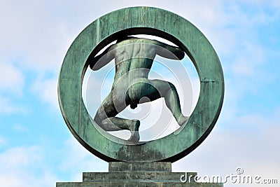 Man in a circle statue Editorial Stock Photo