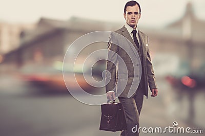 Businessman with briefcase Stock Photo