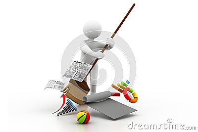 Man cleaning the business chart Stock Photo