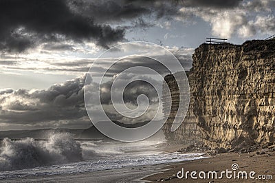 Man on Cliff Stock Photo