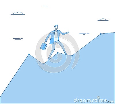 Man climb chart. Businessman going up on growth chart graph diagram. Success career performance, investment vector Vector Illustration