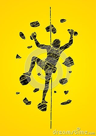 Man climbing on the wall Vector Illustration