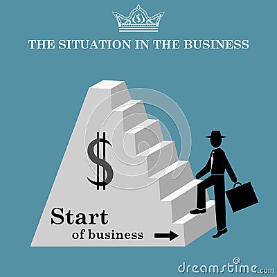 Man climbs the stairs of the pyramid. Start of business. Vector illustration Vector Illustration