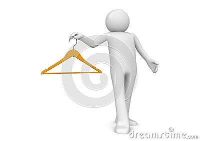 Man with clothes hanger Stock Photo
