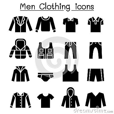 Man clothes icon set Cartoon Illustration