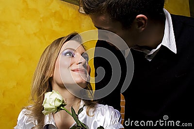 Man is coming to date with his girlfriend Stock Photo