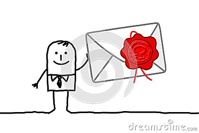 Man & confidential mail Vector Illustration