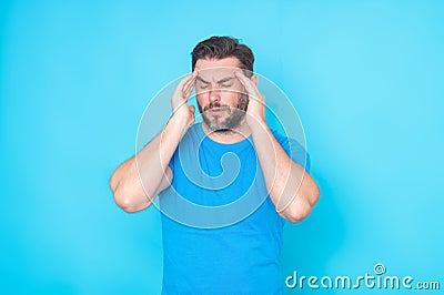 Man with confuse face expression having doubts. Thoughtful man. Portrait of thoughtful serious, man with thoughtful Stock Photo