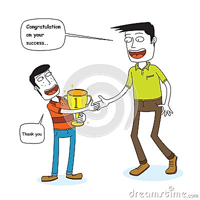 Man congratulate a kid Vector Illustration