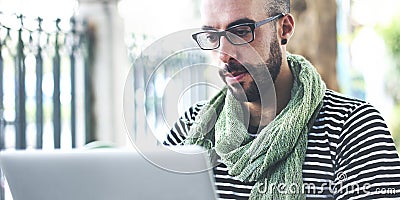 Man Connection Computer Networking Wireless Concept Stock Photo