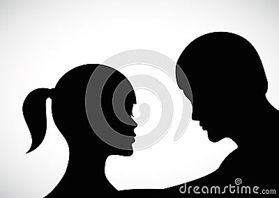 Man consoles woman sad couple silhouette Vector Illustration