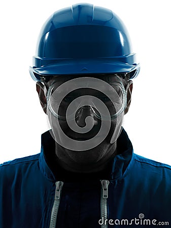 Man construction workwear silhouette portrait Stock Photo