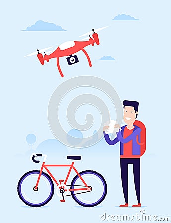 Man-copter-bicycle copy Vector Illustration