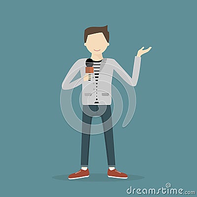 Man Correspondent or Reporter. Vector Illustration