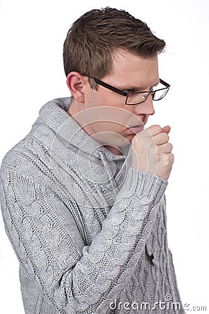 Man coughing isolated Stock Photo