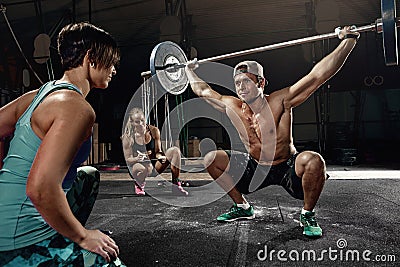 Man cross strongman training - workout Stock Photo