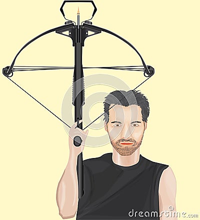 Man with crossbow Vector Illustration