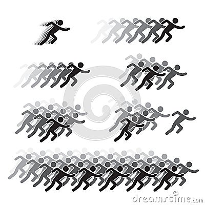 Man crowd running figures on white background for graphic and web design, Modern simple vector sign. Internet concept. Trendy Vector Illustration