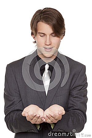 Man - cupped hands Stock Photo