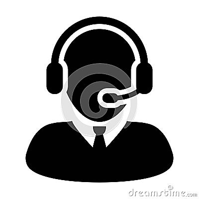 Man Customer Care Service and Support Icon Vector Flat Colored Pictogram Symbol illustration Vector Illustration