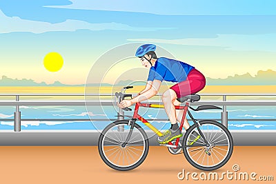 Man cycling for fitness Vector Illustration