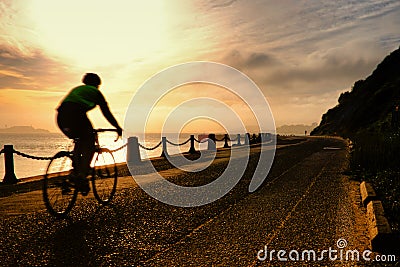 Man cycling at Golden Gate National Recreation Area Stock Photo