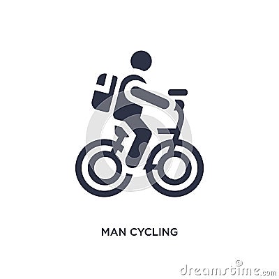 man cycling icon on white background. Simple element illustration from behavior concept Vector Illustration