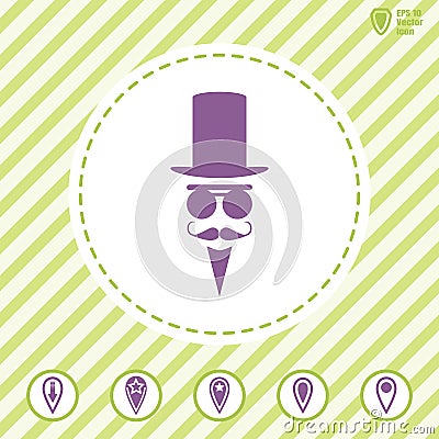 Man in a cylinder and glasses icon Vector Illustration