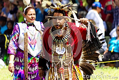 Native American Man dancer at the 2017 Kahnawake Pow Wow-Stock photos Editorial Stock Photo